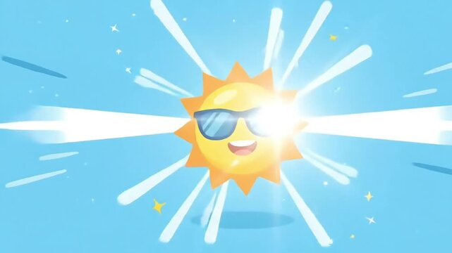 A Vibrant Cartoon Sun Wearing sunglasses motion graphic Videos