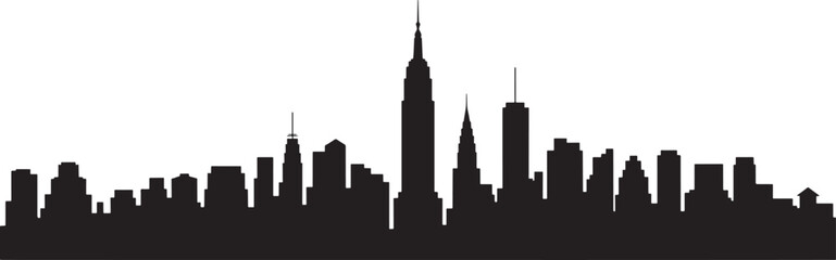 Fototapeta premium Black silhouette of new york city skyline with skyscrapers