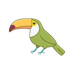 Obraz premium Adorable Cartoon Toucan Bird With Large Colorful Beak Standing
