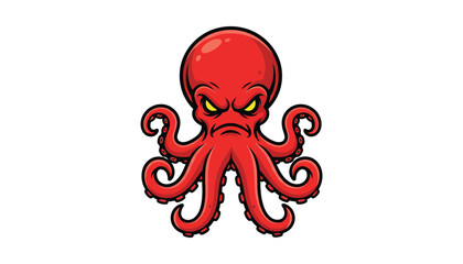 Angry red octopus mascot character with creature tentacles wildlife character © JubayedStock