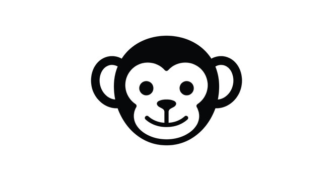 Monkey face graphic a simple black and white silhouette primate mammal