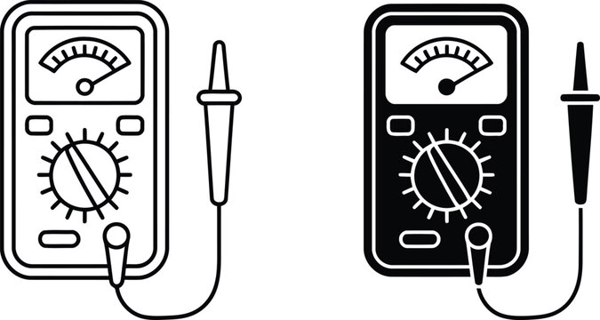 Digital multimeter voltage vector illustration, Digital multimeter voltage icon set