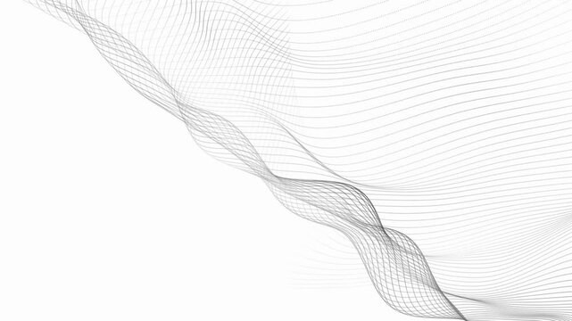 Abstract wavy lines flowing motion background. Abstract wave background. Abstract flowing wireframe wave mesh background with dynamic curved grid lines.