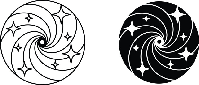Cosmic galaxy spiral vector illustration, Cosmic galaxy spiral icon set