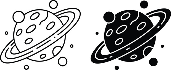 Saturn planet space system vector illustration, Saturn planet space system icon set © Rubi