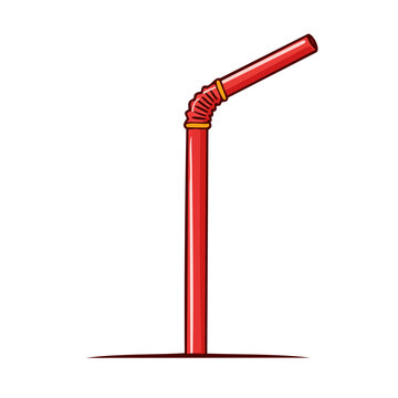 Flexible red drinking straw with segmented bend for beverages and parties