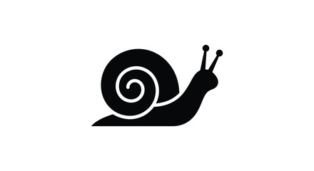 A black snail silhouette against a white background a simple graphic representation © Mama