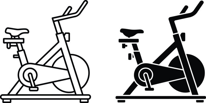 Indoor fitness stationary vector illustration, Indoor fitness stationary icon set