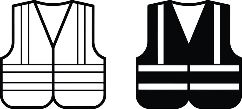 High visibility vest vector illustration, High visibility vest icon set