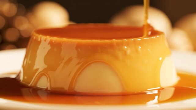 Fine Dining Restaurant Creme Caramel Close-Up