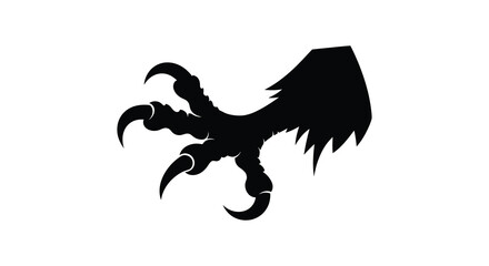 Obraz premium Dragon claw silhouette against a white background a dark and menacing design