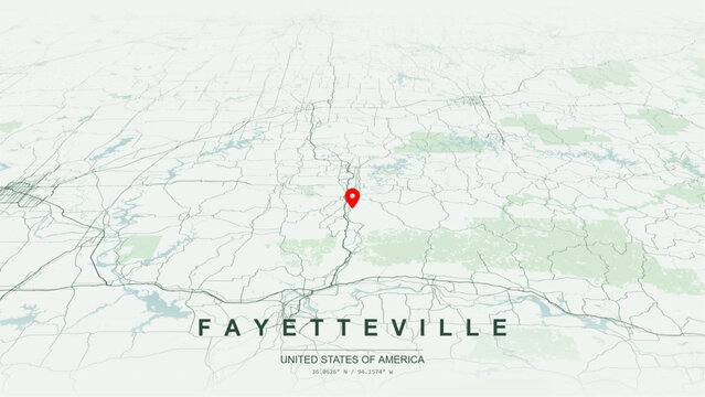 Modern minimalist vector map of Fayetteville, Arkansas, USA. High-quality scalable illustration of Fayetteville city grid, Interstate 49 corridor, U.S. Route 71 College Avenue for posters design.