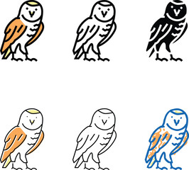 Obraz premium owl wild bird color icon vector. owl wild bird multipack sign. isolated symbol