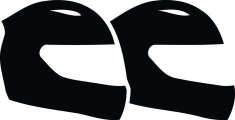 Motorcycle racing helmet profile silhouette icons with motorcycle protection headgear aerodynamic transport © Md Mujahid Fakir