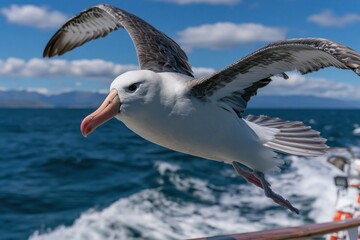 Fototapeta premium Majestic Albatross Soaring Over Ocean Waves
