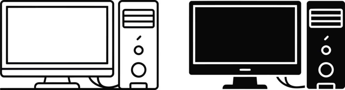 Desktop computer tower vector illustration