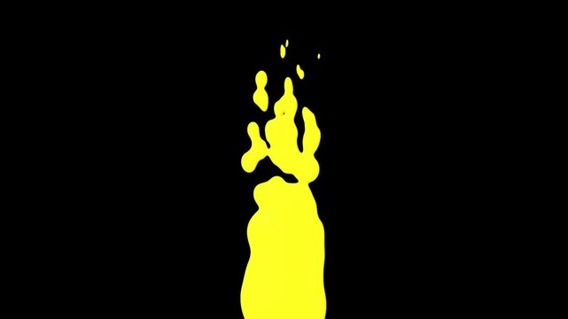 Abstract yellow liquid shape animation against black background a fluid form rises and morphs