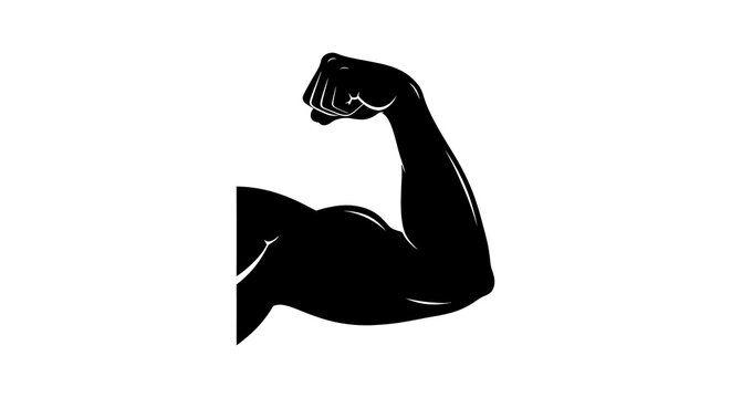 Muscular arm silhouette against a white background fitness illustration