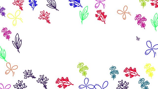 Botanical Floral Frame Animation with Copy Space on Turquoise Background for Text and Logo Placement