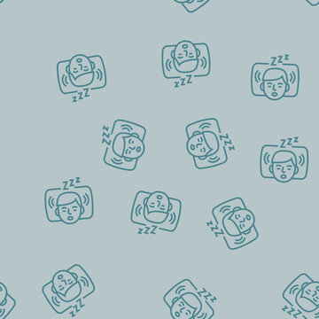 snoring sleep night vector line seamless pattern snoring sleep night sign illustration