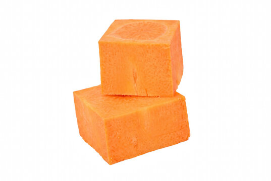 Two Orange Carrot Cubes Stacked Vertically