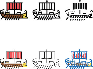 Naklejka premium ship styleset ancient rome color icon vector. ship ancient rome sign. isolated symbol