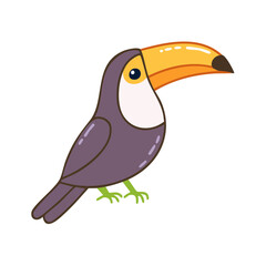 Obraz premium Cartoon Toucan Bird with Large Colorful Beak Illustration