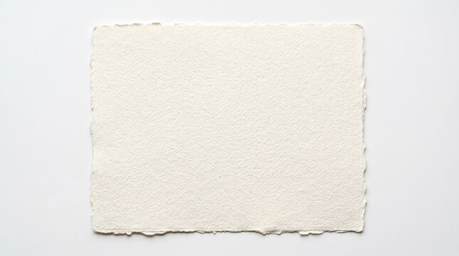 Single sheet of textured handmade paper with deckle edges on a white background