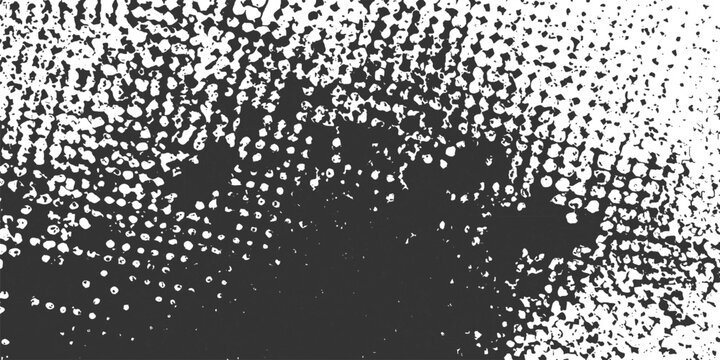Distressed halftone crosshatch grid background with heavy black ink stain texture vector illustration for gritty underground poster design.