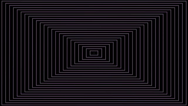 Hypnotic Geometric Tunnel Animation with Repeating Rectangular Frames Creating Endless Depth and Perspective Illusion, Minimalist Black and White Abstract Background for Digital Wallpapers, Video Edit