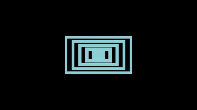 Abstract Media Player Play Icon Background with Geometric Rectangular Frame Design, Minimal Technology Interface Animation on Dark Black Surface, Digital Video Streaming Control Symbol for User Interf