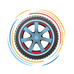 Obraz premium Blue car wheel with motion lines