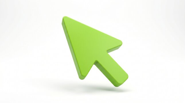 Green 3 d cursor arrow on white background