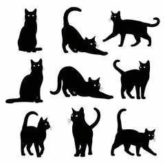 Big cat silhouettes isolated on white background © Sketch