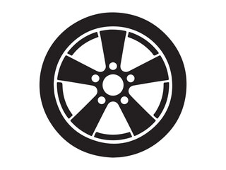 Obraz premium Tire wheel with five spokes and a circular center isolated on white background car part