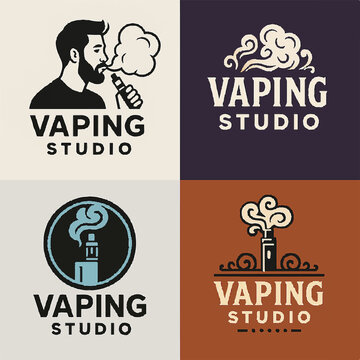 set of  vape bar logo. simple and minimal design for vaping studio
