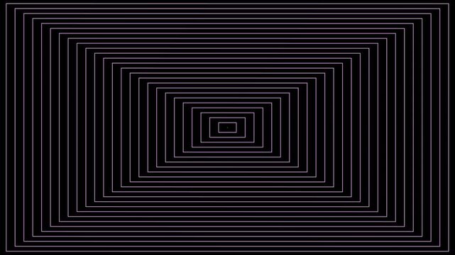 Minimalist Black and White Tunnel Animation with Repeating Geometric Line Pattern Creating Endless Perspective and Depth Illusion, Modern Optical Art Background for Electronic Music Visualizers, Motio