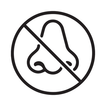Odorless scent symbol with nose outline icon vector
