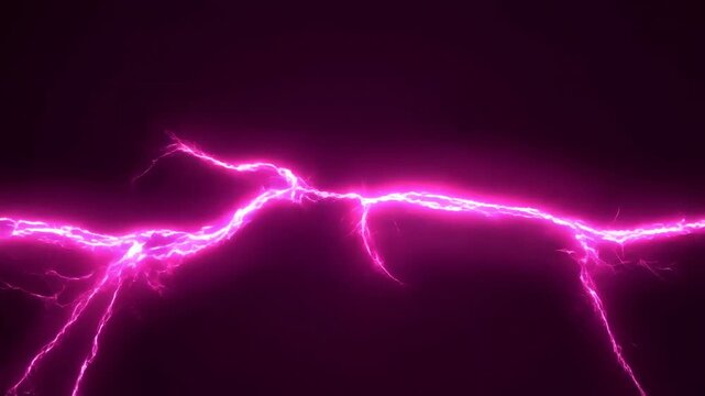 Dynamic pink lightning bolt on dark background with electric motion and bright energy