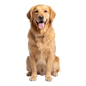 Golden retriever portrait on transparent background