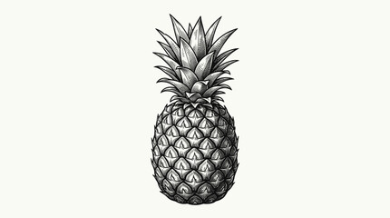Obraz premium Hand Drawn Pineapple Ink Sketch in Vintage Engraved Style