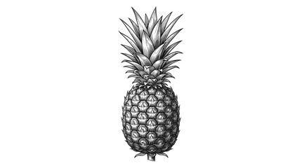 Obraz premium Hand Drawn Pineapple Ink Sketch in Vintage Engraved Style