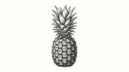 Obraz premium Hand Drawn Pineapple Ink Sketch in Vintage Engraved Style