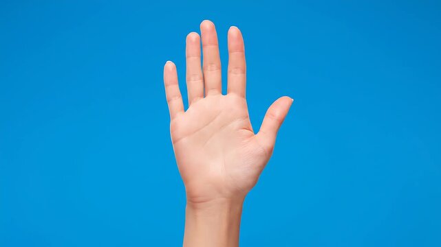 Hand Raised Greeting with Blue Background