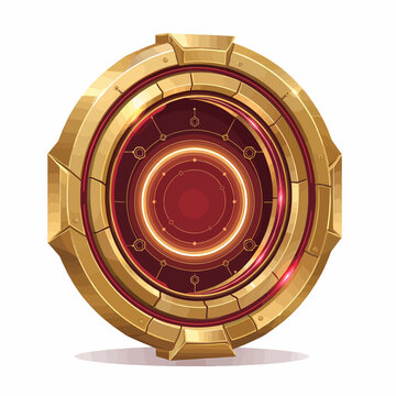 Futuristic Metallic Object Rendering with Glowing Red Center in 3D