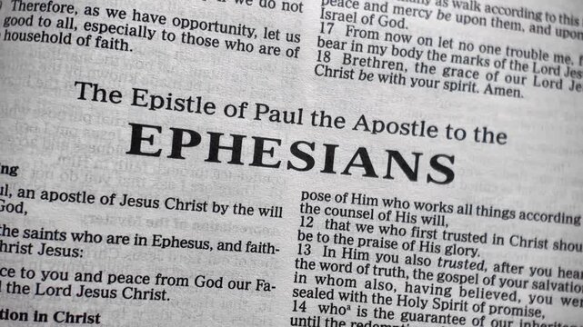 Epistle to the ephesians bible text macro close up scripture christian faith apostle paul new testament theology