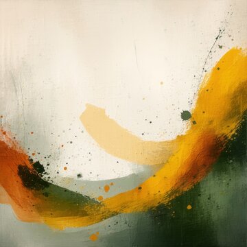 Abstract colorful vector illustration featuring a watercolor splash of autumn leaves and orange floral patterns on a grunge texture background