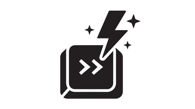 Keyboard button featuring a fast forward symbol and a lightning bolt icon signifies rapid execution.
