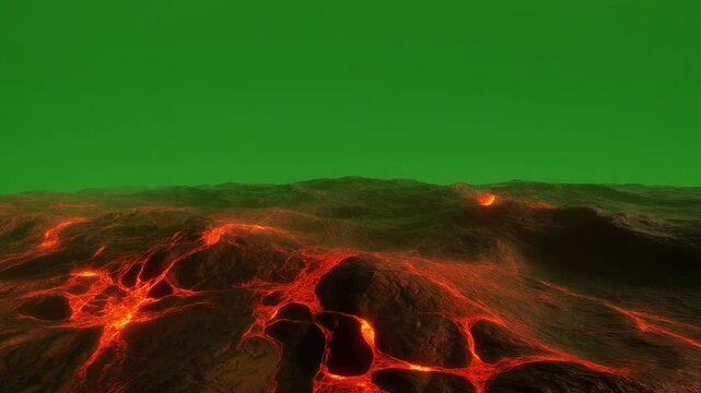 Rolling Lava Wave Pushing Forward Like Liquid Fire on Green Screen