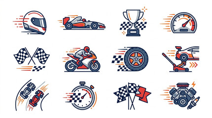 Obraz premium Motorsport and Racing Icons Collection